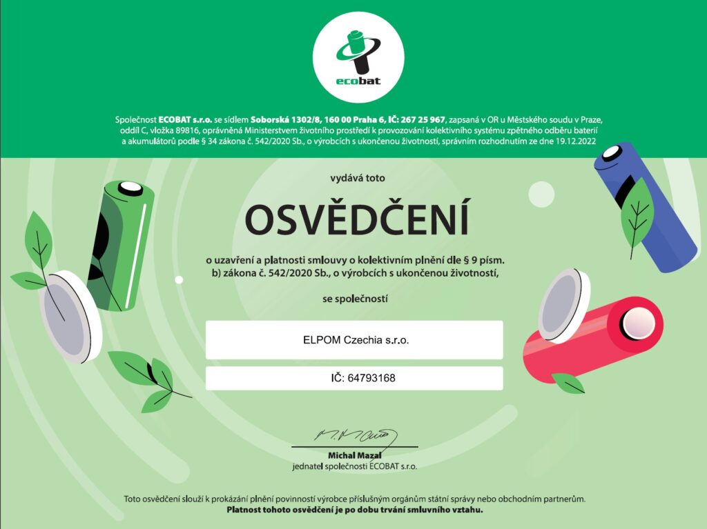 Osvědčení ECOBAT